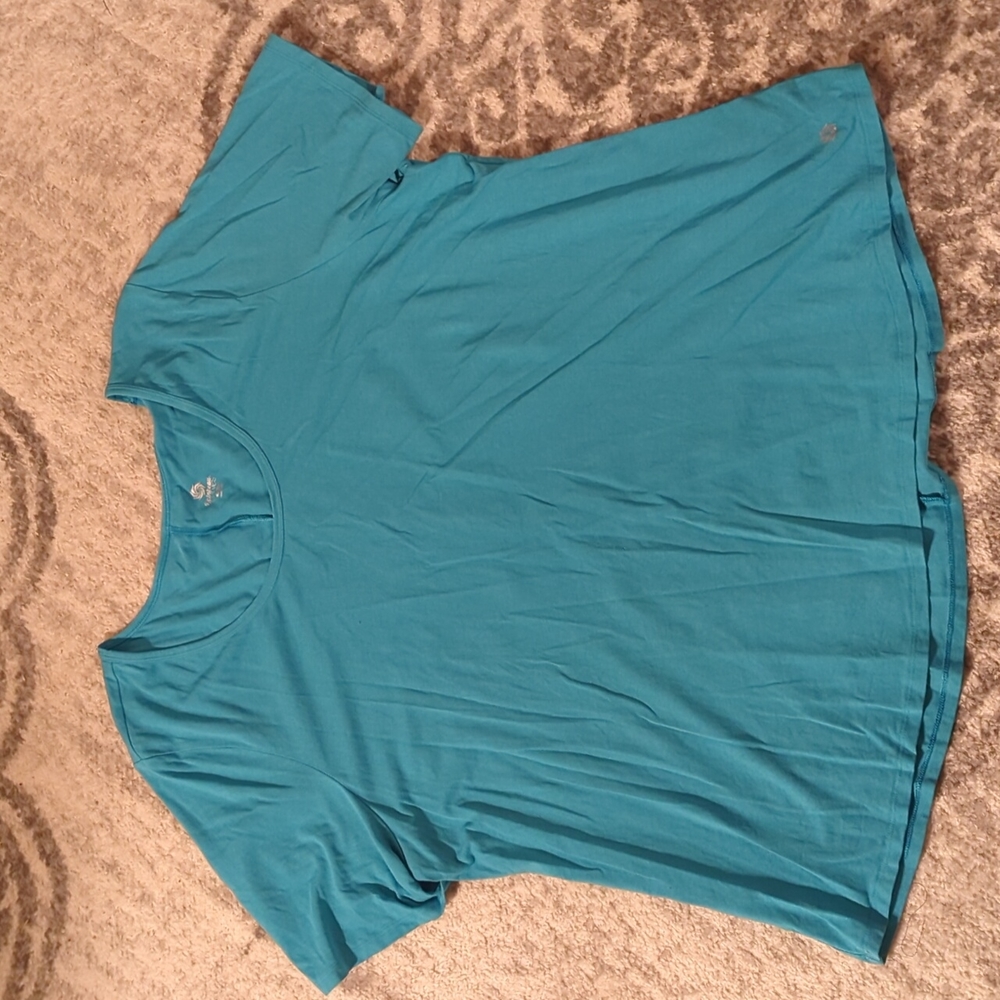 NWOT Rainbeau Curves 26/28 Workout Tee Teal Short Sleeve